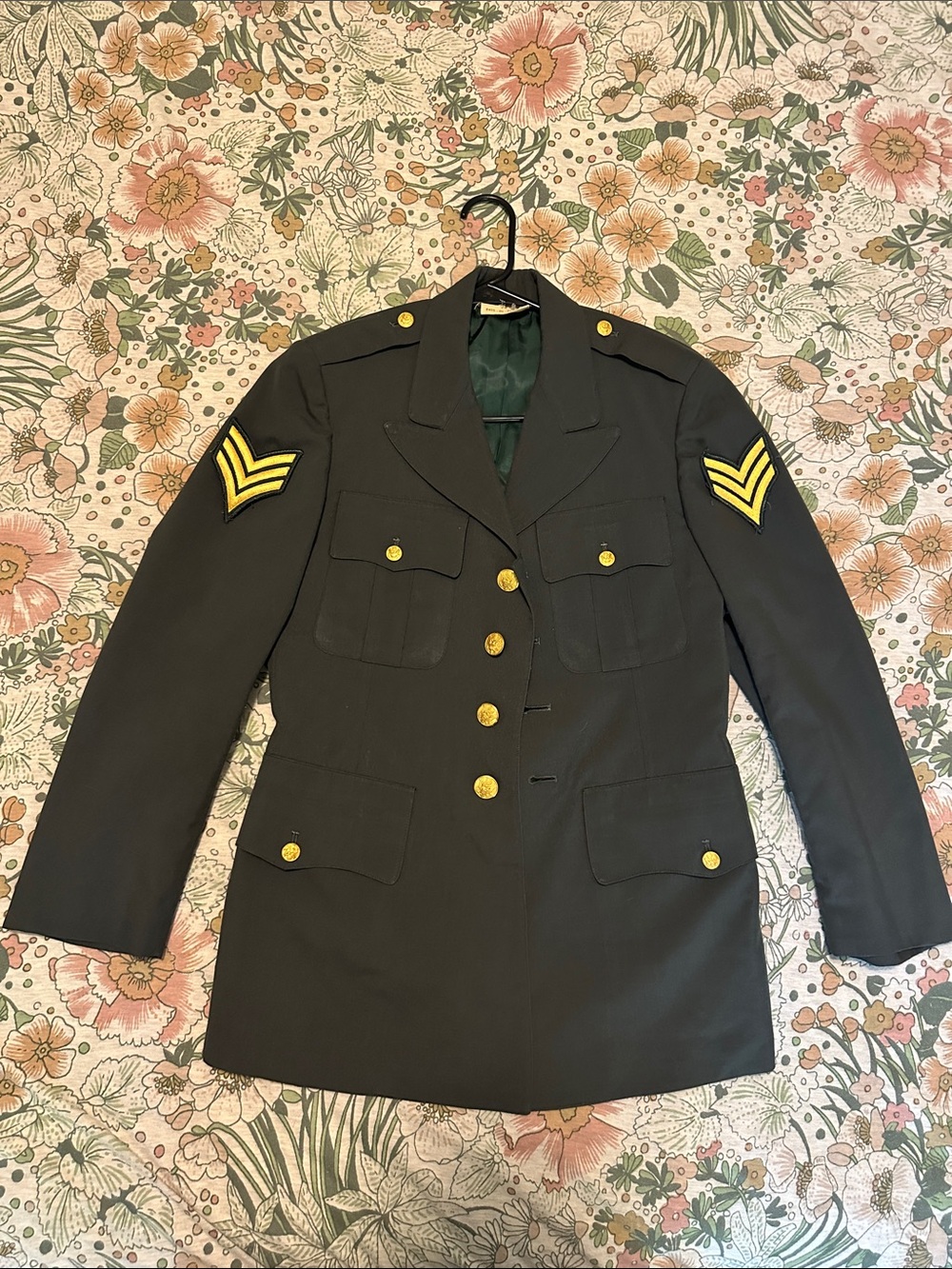 Vintage US Army Green Class A Dress Uniform Jacket Wool with Loose Patches